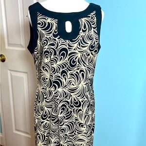Connected Casual Stylish Chic‎ Black and Cream Swirl Dress Size 12